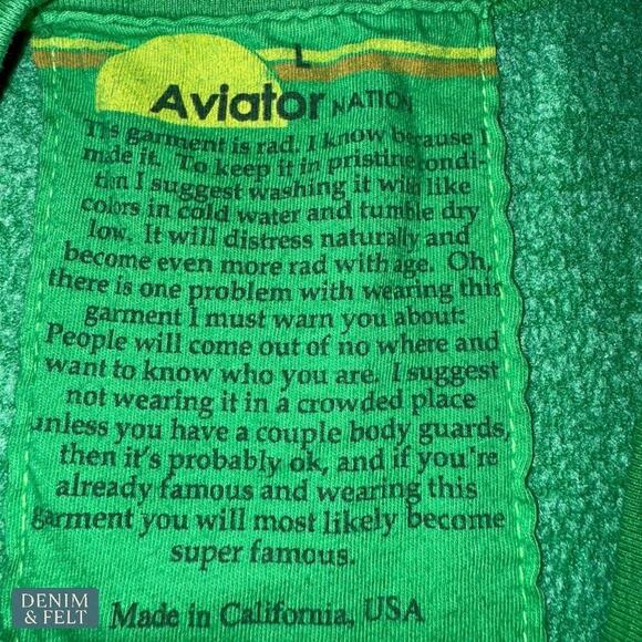 Aviator Nation Green Smiley Face Crewneck Sweatshirt Classic Logo Pullover - Picture 11 of 14